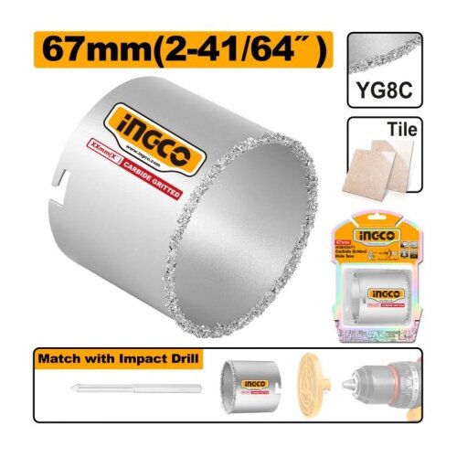 Ingco hsb40671 karbidna kruna za pločice 67mm super ( HSB40671 ) Slike