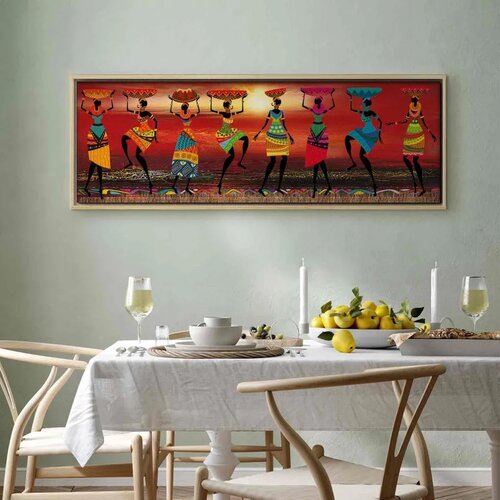  Slika - African Women Dancing 120x40 U prirodnom drvenom okviru Slike