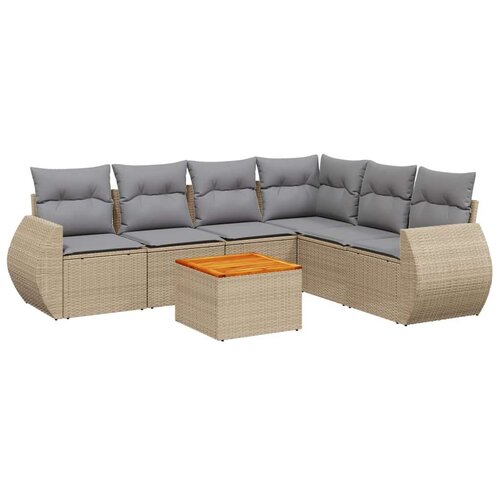 VidaXL 7-dijelni set vrtnih sofa od poliratana s jastucima bež Slike
