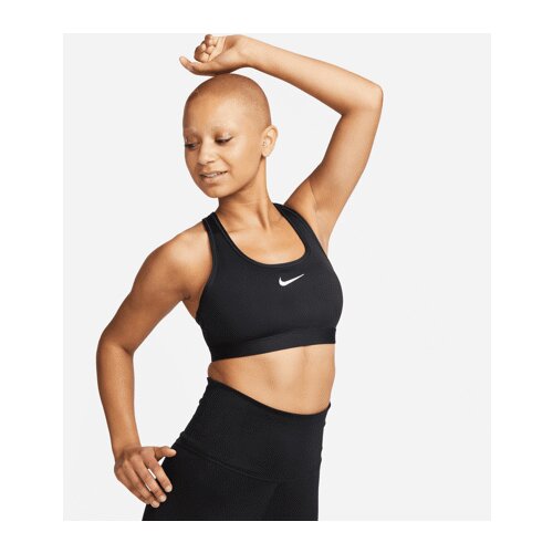Nike Swoosh Padded Women's Bra, Black/White - L, (20764414) Cene