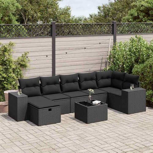  8-dijelni set vrtnih sofa od poliratana s jastucima crni Cijene