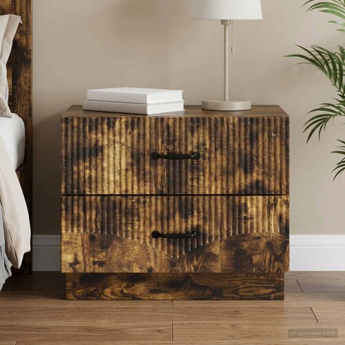  Noćni ormar s ladicama Dimljeni hrast 62 x 34,5 x 44,5 cm Slike