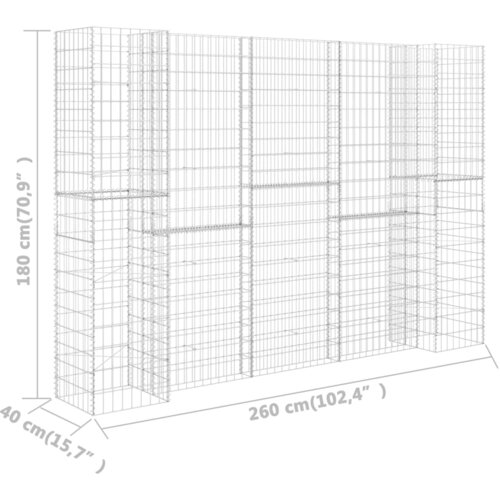  Gabionska sadilica u H-obliku od čelične žice 260 x 40 x 180 cm Slike
