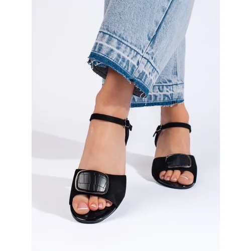 Sergio Leone Black elegant sandals on a heel by