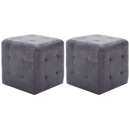vidaXL Tabure 2 kom sivi 30 x 30 x 30 cm od umjetne brušene kože Cene