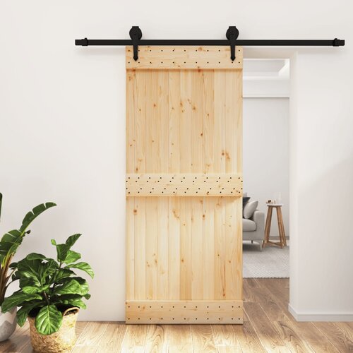 vidaXL Drsna vrata s kompletom vodil 90x210 cm trdna borovina Cene