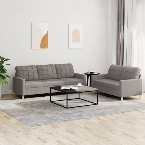  2-dijelni set sofa s jastucima smeđesivi od tkanine Tupe Cene