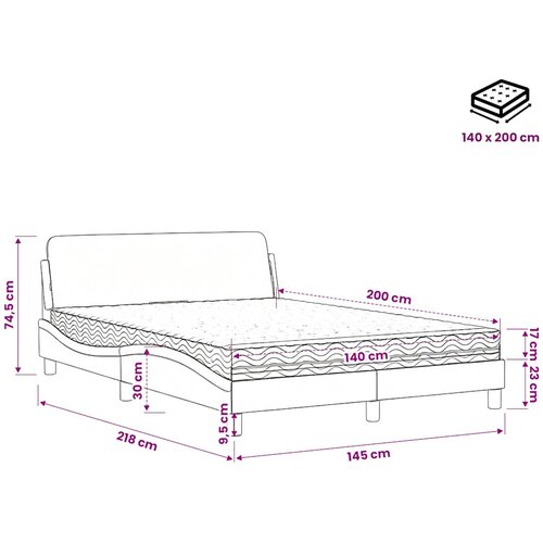  Krevet s madracem Dover plavi 140x200 cm od tkanine Slike