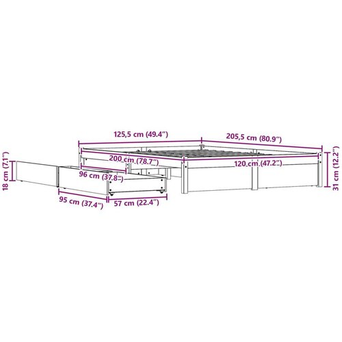  Okvir za krevet s ladicama Vosak smeđa 120 x 200 cm Slike