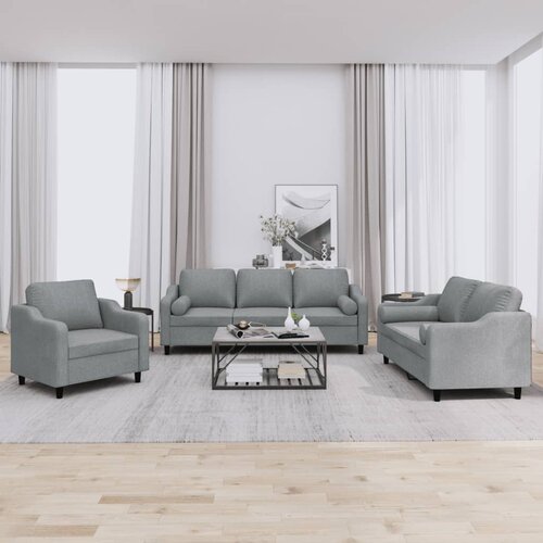  3-dijelni set sofa s jastucima svjetlosivi od tkanine Cijene