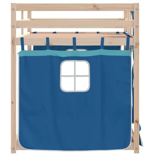 vidaXL Krevet na kat sa zavjesama plavi 90x190 cm od masivne borovine Cene