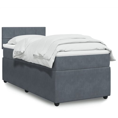 vidaXL Box spring postelja z vzmetnico temno siva 100x200 cm žamet Cene