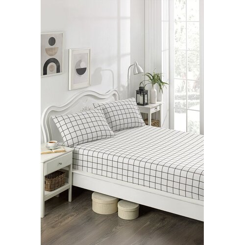 Lessentiel Maison Set od plahte i 2 jastučnice Artus, 160x200 cm, Bijelo-crna Cene