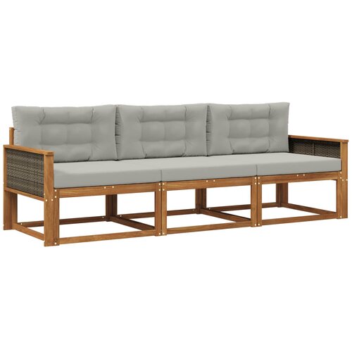 vidaXL Zunanja garnitura za sedenje 3 pcs Naravna in svetlo siva, (5000282238) Cene