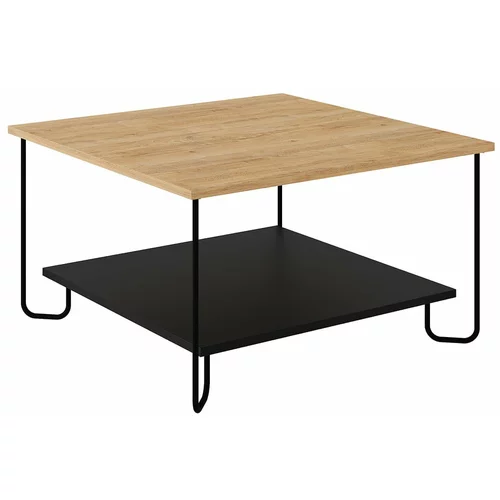Marckeric Crni/u prirodnoj boji stolić za kavu s pločom stola u dekoru hrasta 80x80 cm Tonka –