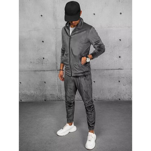 DStreet Men&amp;#039;s gray velor tracksuit AX0712 Slike
