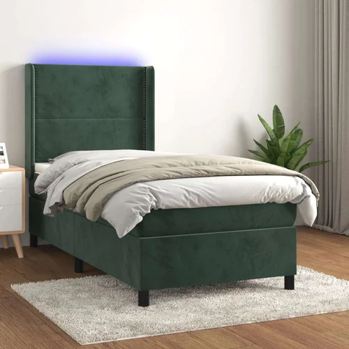  Krevet box spring s madracem LED tamnozeleni 80 x 200 cm baršun