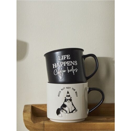 Sinsay Keramička šalica s drškom LIFE HAPPENS Coffee helps Cijene