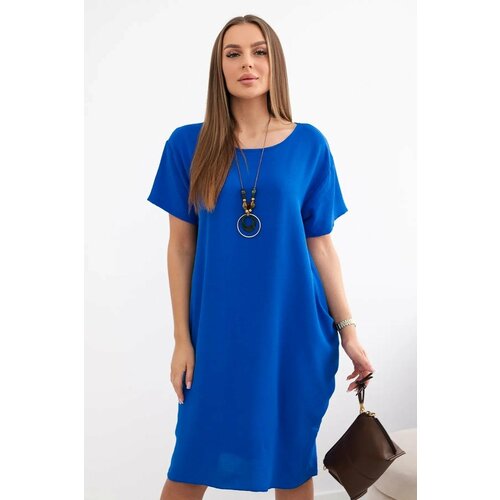 Kesi Dress with pockets and pendant cornflower blue Slike