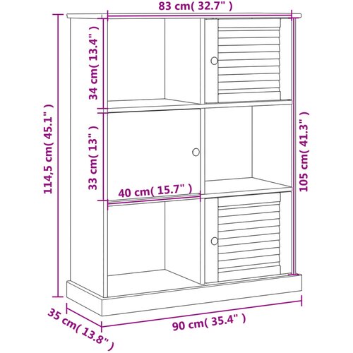 Maison Chic Regal za knjige VIGO sivi 90x35x114,5 cm od masivne borovine Slike