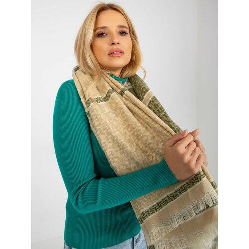 Fashion Hunters Women's beige and green patterned scarf Slike