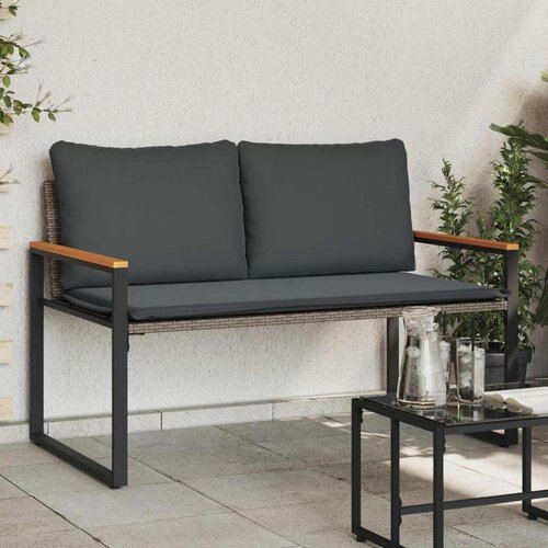  Klupa s jastukom Siva i tamno siva 115 x 65 x 72 cm Ratan Cijene