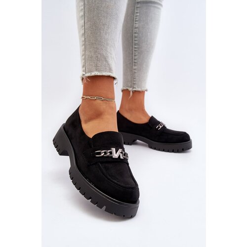 VINCEZA Black Suede Women's Moccasins with Decoration Loraleima Cene