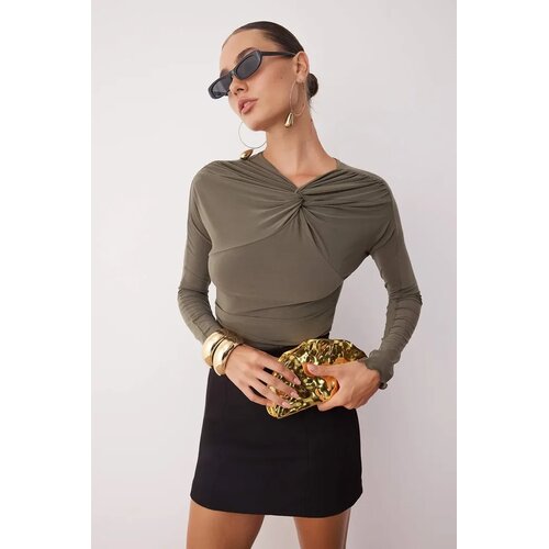 TRENDYOLMILLA ženska bluza Tpraw26Bz00016, Khaki-Khaki Cene