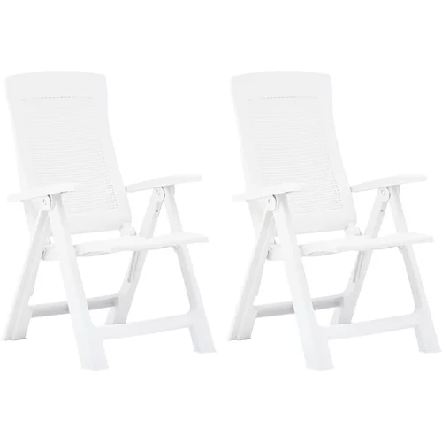 vidaXL Nastavljivi vrtni stoli 2 kosa plastika bele barve, (20661557)