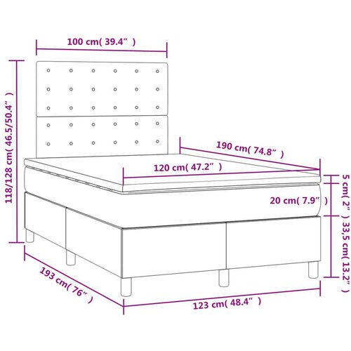  Krevet s oprugama i madracem LED tamnoplavi 120 x 190 cm bar&amp;scaron;un Slike