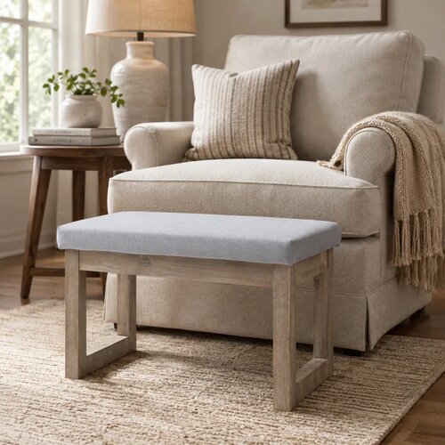  Tabure za noge u skandinavskom dizajnu tabure oslonac za noge 68 cm x 38 cm x 42 cm siva + prirodna Slike