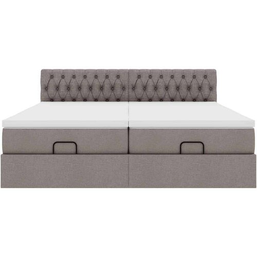 VidaXL otomanski okvir kreveta s madracima smeđesivi 200x200cm tkanine Slike