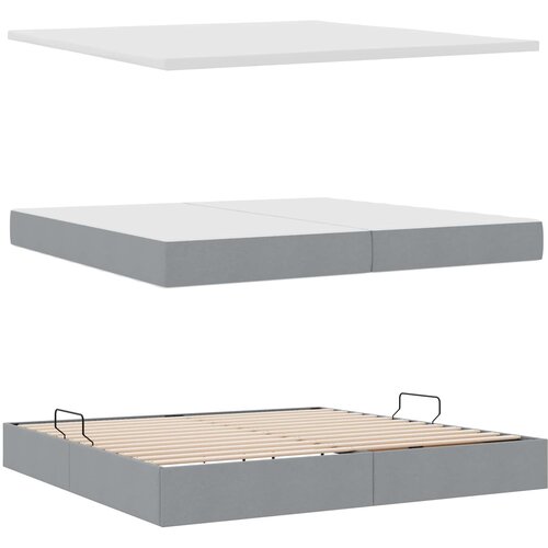  LED krevet za pohranu s madracem Svjetlosiva 200 x 200 cm Slike
