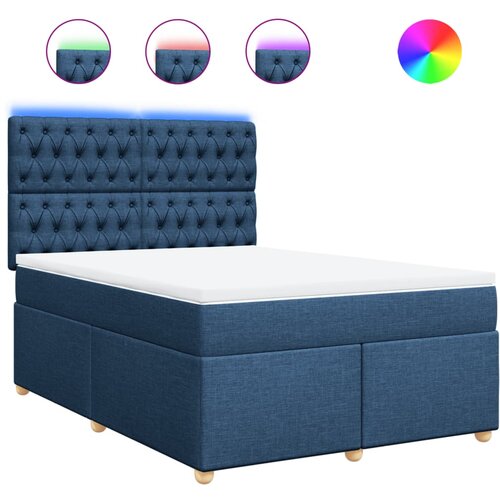vidaXL Box spring postelja z vzmetnico modra 140x200 cm blago, (21308120) Cene