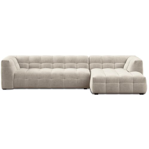 Windsor &amp;amp; Co Sofas bež žametna kotna sedežna garnitura Vesta, kotna zofa, desni kot Slike