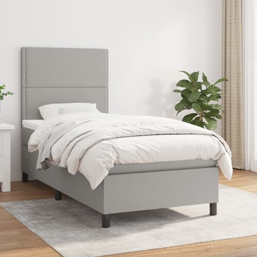 Box spring krevet s madracem svjetlosivi 90x190 cm od tkanine Cene