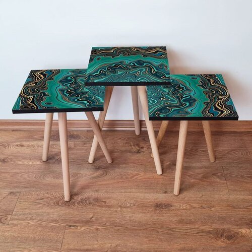 Hanah home 3Shp87 - Green GreenGold Nesting Table (3 Pieces) Cene
