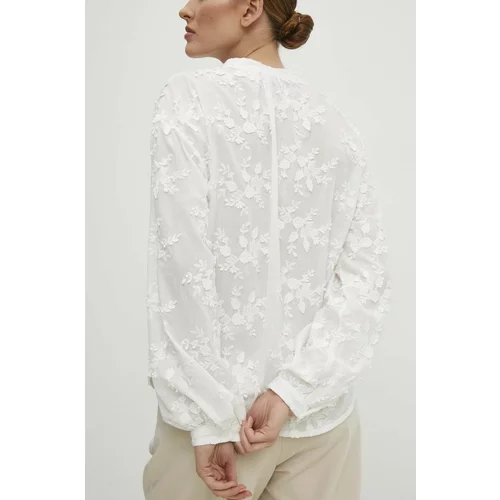 Answear Lab Pamučna košulja za žene, boja: bijela, relaxed, s ruskim ovratnikom