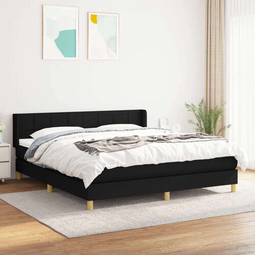  Box spring postelja z vzmetnico črna 160x200 cm blago, (20791796) Slike