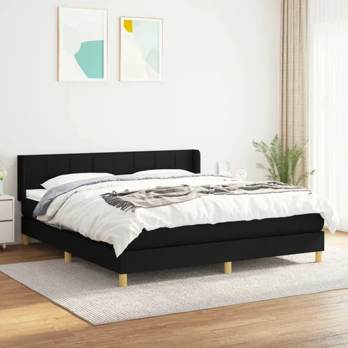  Box spring postelja z vzmetnico črna 160x200 cm blago, (20791796)