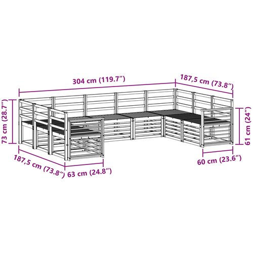  Setovi sofa Čvrsto drvo akacije Smeđa 304 x 187.5 x 73 cm Slike