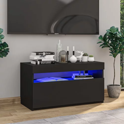vidaXL TV omarica z LED lučkami črna 75x35x40 cm