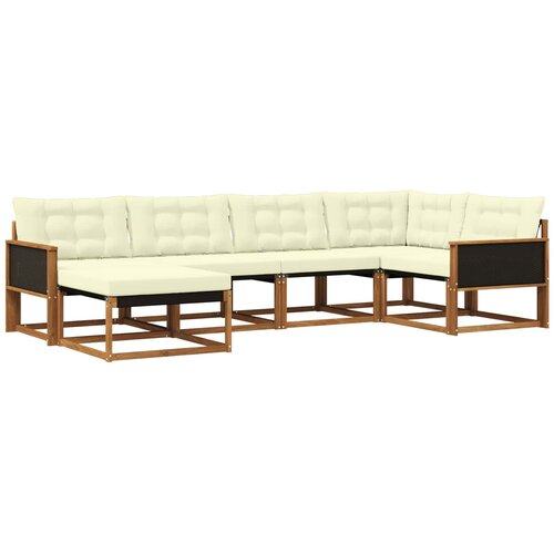 vidaXL Zunanja garnitura za sedenje z blazino 6 pcs Naravna in smetana, (5000273064) Cene