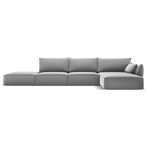 Mazzini Sofas Svetlo siva žametna kotna sedežna garnitura z ležalnikom (desni kot) Vanda &amp;ndash; Slike