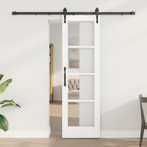 vidaXL drsna vrata s kompletom za opremo bela 61x198.5 cm masivni les bor, notranja vrata s steklom 'ORKDAL'bela 61x198.5x4 cm Cene