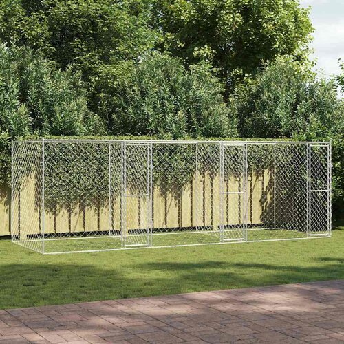 VidaXL Kavez za pse Srebrno 600 x 200 x 200 cm Cinkani čelik Slike