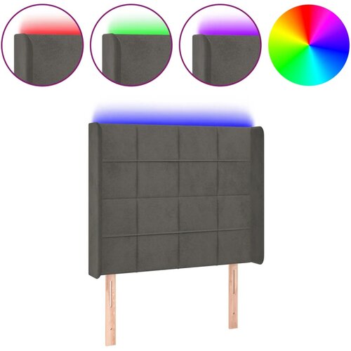 Maison Chic LED Posteljno vzglavje - Vzglavna omarica - Nočna omarica temno sivo 93x16x118/128 cm žamet, (21710118) Cene