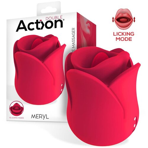 Action Meryl Licking &amp;amp; Vibrating Mouth Shape Rose Massager Slike