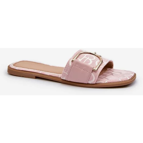 Kesi Shiny women's slippers with pink decorations