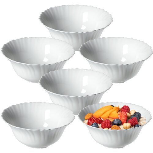 KADAX 6x Steklena solatna skleda Skleda za solato Skleda za prigrizke Bela 16 cm, (5000351958) Cene